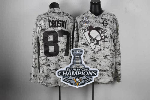 Penguins #87 Sidney Crosby Camo Stanley Cup Finals Champions Stitched NHL Jersey